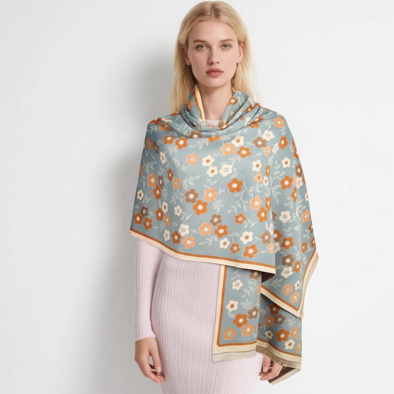 EXTREE Scarfs for Women Pashmina Silky Shawl Wrap for Evening Dressing Blanket Open Front Poncho Cape - Image 5